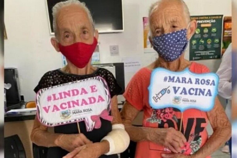 goias gemeas 80 anos vacina covidDivulgação/Prefeitura de Mara Rosa