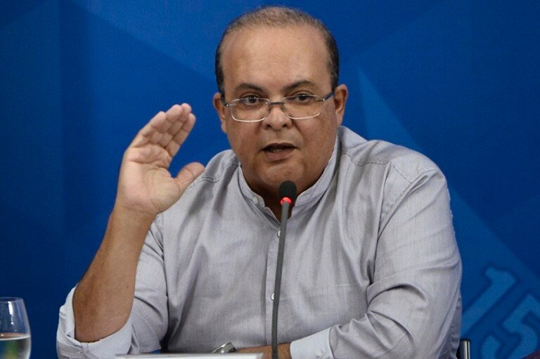 22/04/2020. Crédito: Minervino Júnior/CB/D.A Press. Brasil. Brasília - DF. Coletiva do ministro da Saúde, Nelson Teich, com o governador do DF, Ibaneis Rocha (foto) e o ministro Braga Neto no Palácio do Planalto, durante pandemia no novo coronavírus.