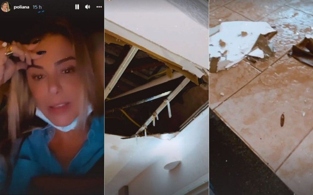 Mulher de Leonardo se assusta com acidente em casa: “Teto de gesso desabou”