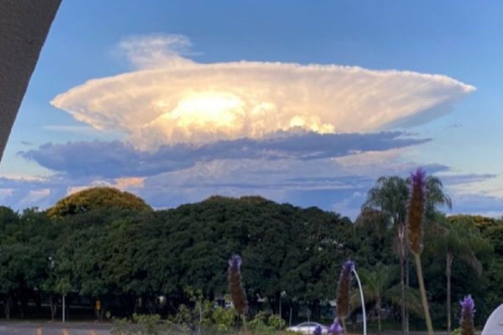 Viraliza nas redes sociais nuvem no formato de disco voador vista no pôr do sol em Brasília