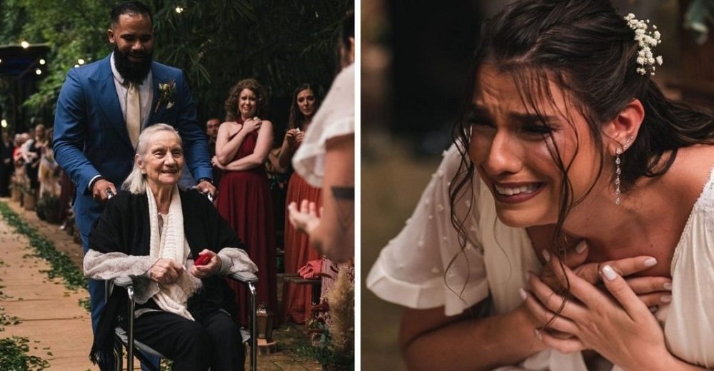VÍDEO – De surpresa, avó com Alzheimer leva alianças de casamento para neta, que vai às lágrimas