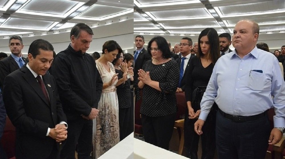 Presidente Jair Bolsonaro e o governador Ibaneis Rocha participaram da inauguração da nova sede da Universal, o templo Solo Sagrado no Distrito Federal