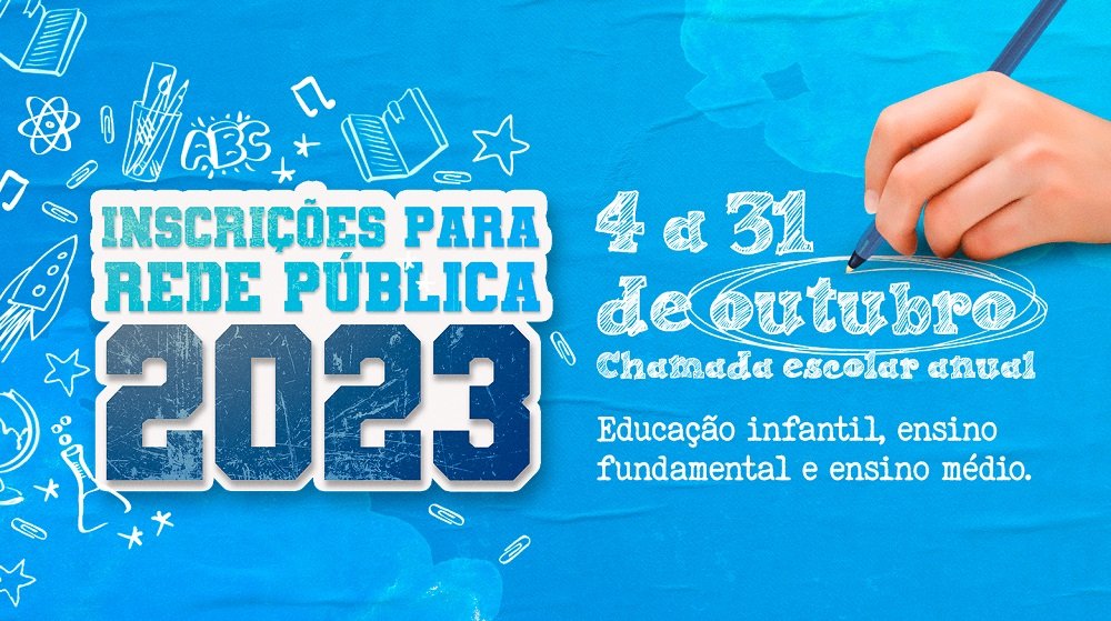 EDUCAÇÃO – Inscrições para rede pública 2023 de 4 a 31 de outubro