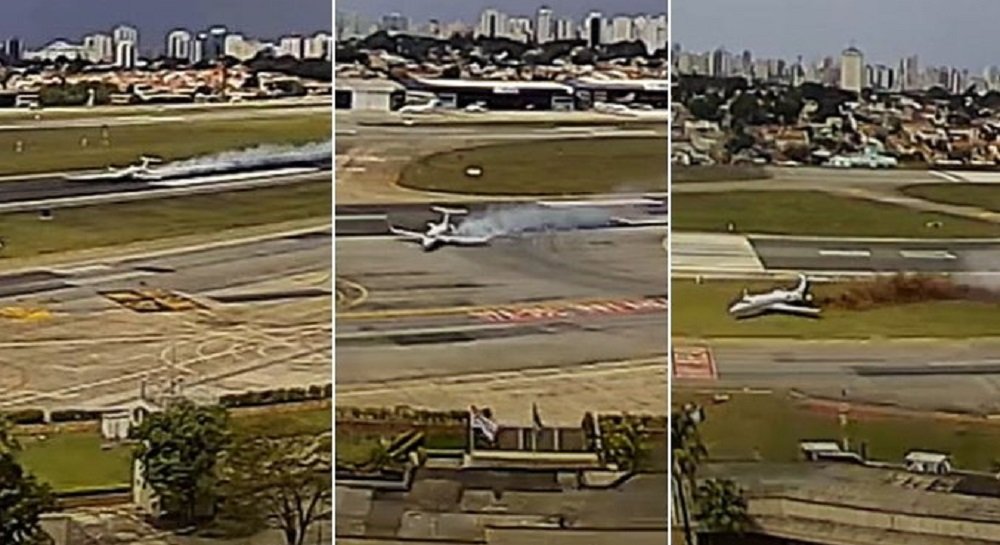 Novo vídeo mostra hora em que jato pousa em Congonhas, derrapa e quase despenca sobre avenida