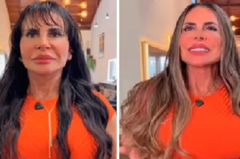 Gretchen exibiu antes e depois de clarear os fios do cabelo